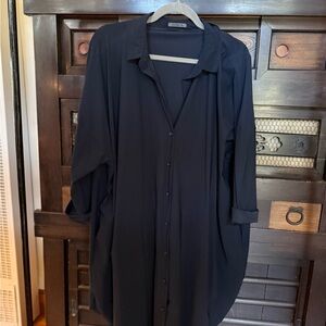 Navy Longline Button-Down Shirt